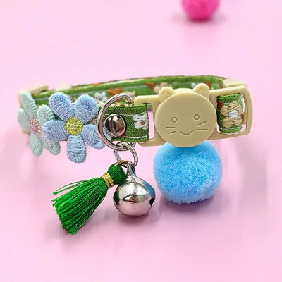 Mielas naminių gyvūnėlių antkaklis, reguliuojami kačių antkakliai su gėlių kutais, saugos sagtis, kad katės antkaklis nepamestų, reikmenys naminiams gyvūnėliams