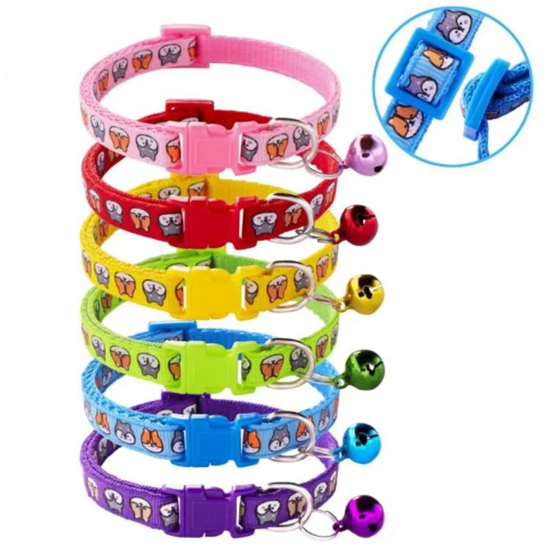 Accesorii pentru animale de companie Guler pentru câine, pisică, clopoțel, model de imprimare pentru câini colorați, guler reglabil pentru cățeluș, pisicuță, animal mic, bricolaj