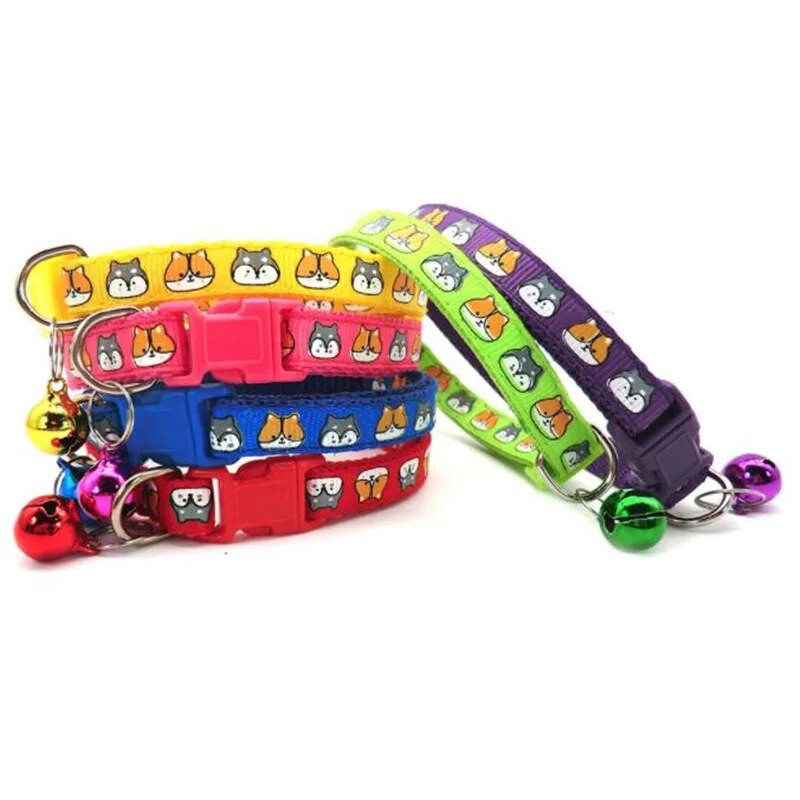 Accesorii pentru animale de companie Guler pentru câine, pisică, clopoțel, model de imprimare pentru câini colorați, guler reglabil pentru cățeluș, pisicuță, animal mic, bricolaj