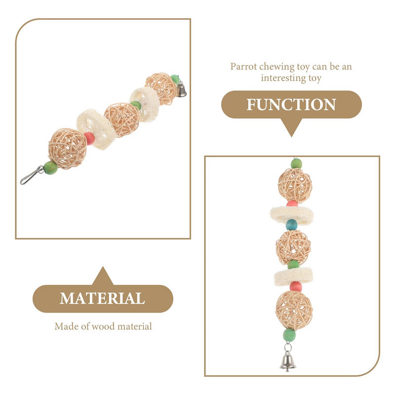Mediniai karoliukai papūgos narvas žaislas paukščių smulkinimo žaislai papūga kramtomas kabantis žaislas