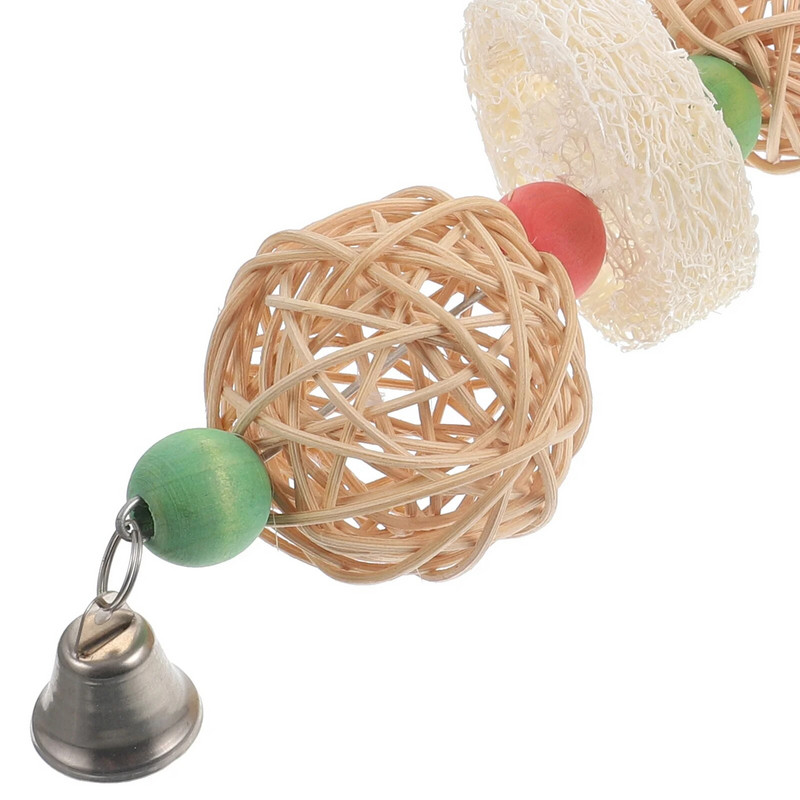 Mediniai karoliukai papūgos narvas žaislas paukščių smulkinimo žaislai papūga kramtomas kabantis žaislas