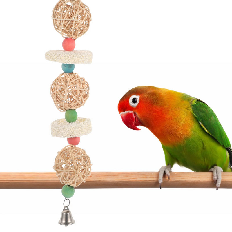 Mediniai karoliukai papūgos narvas žaislas paukščių smulkinimo žaislai papūga kramtomas kabantis žaislas