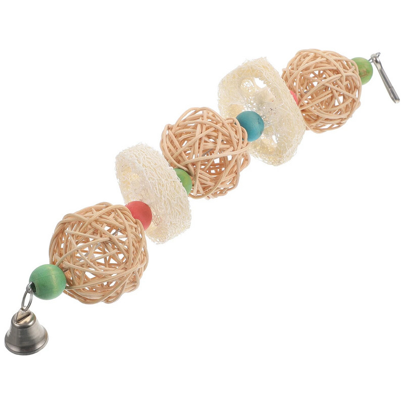 Mediniai karoliukai papūgos narvas žaislas paukščių smulkinimo žaislai papūga kramtomas kabantis žaislas