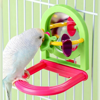 Parakeets Perch Birdcage Mirror Toy Paparots Swing Toy Birdcage Playstand Cockatiels Budgies Clamp Perch Cage Γωνιακό παιχνίδι C6UE