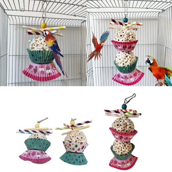 270F Bird Toy Natural Sola Balls Cake Soft Chew Shredder Searching for food for Parrot Budgies Parakeet Single Balls/Double Balls
