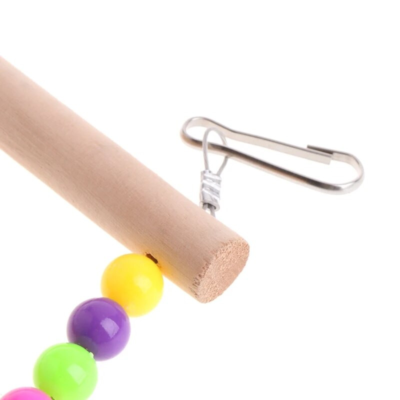 448B paukščių papūgos sūpynės kopėčių tiltas medinis kramtomasis žaislas, spalvoti karoliukai, kabantys narvelio priedai, skirti mažiesiems aroms kikiliams