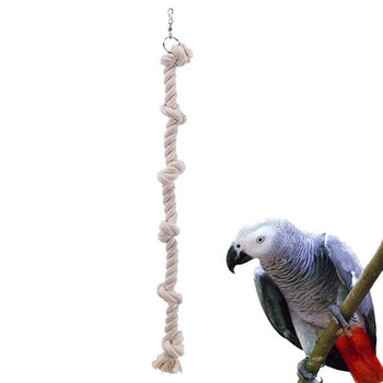 Pet Bird Parrot Βαμβακερό σχοινί κόμπος αναρριχητικός κρεμαστής διακόσμηση κλουβιού Swing Bite Resistant παιχνίδι μασήματος Λευκό βαμβακερό σχοινί παπαγάλος όρθιο παιχνίδι