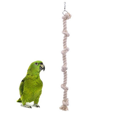Lemmiklind papagoi puuvillase köiega sõlm roniv rippuv puuri kaunistus kiigelhammustuskindel närimismänguasi valge puuvillane köis papagoi seisev mänguasi