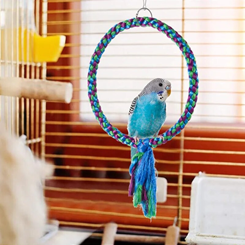 Papūgos virvė, kabanti pinti papūga, kramtomoji virvė paukščių narvelis.