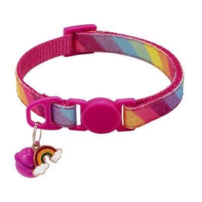 Antkaklis augintiniui su varpeliu Animacinis vaivorykštinis spalvingas šuo šuniukas katės priedai kačiuko antkaklis Reguliuojamas varpelio žiedas karoliai augintinis