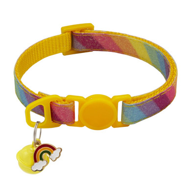 Antkaklis augintiniui su varpeliu Animacinis vaivorykštinis spalvingas šuo šuniukas katės priedai kačiuko antkaklis Reguliuojamas varpelio žiedas karoliai augintinis