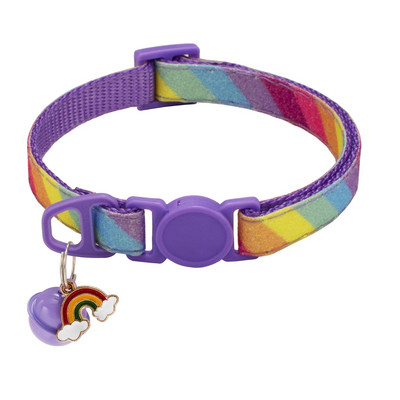 Antkaklis augintiniui su varpeliu Animacinis vaivorykštinis spalvingas šuo šuniukas katės priedai kačiuko antkaklis Reguliuojamas varpelio žiedas karoliai augintinis