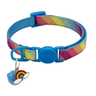 Antkaklis augintiniui su varpeliu Animacinis vaivorykštinis spalvingas šuo šuniukas katės priedai kačiuko antkaklis Reguliuojamas varpelio žiedas karoliai augintinis