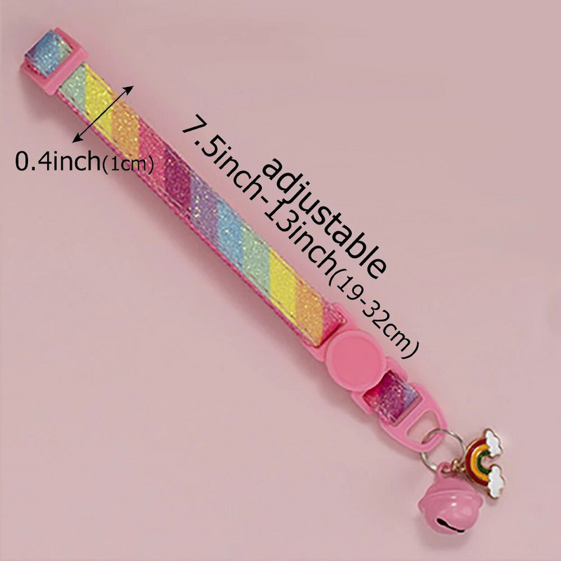 Antkaklis augintiniui su varpeliu Animacinis vaivorykštinis spalvingas šuo šuniukas katės priedai kačiuko antkaklis Reguliuojamas varpelio žiedas karoliai augintinis