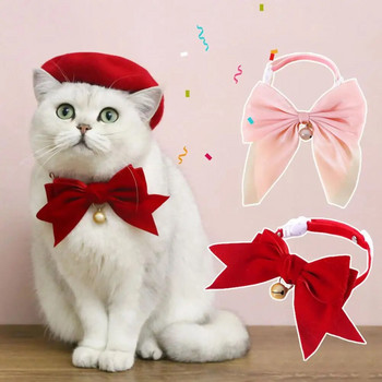 Κύκλος με λαιμό για κατοικίδια Εντυπωσιακή ασφαλής πόρπη Εκλεκτή χειροτεχνία Pet Kitten Cat Velvet Bowknot Κολιέ Κολάρο για γάτα Φόρεμα