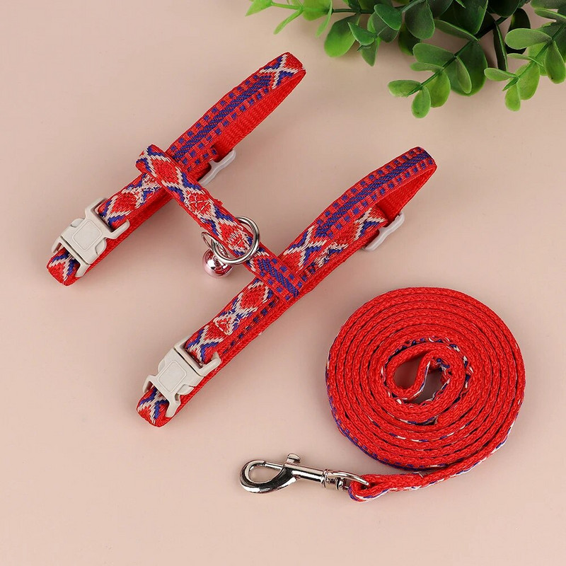 Ζώνη με λουρί και λουρί από νάιλον γιλέκο γατούλας για γάτα με ρυθμιζόμενο κουδούνι για κουτάβι, μικρός σκύλος, ζώνη με λουρί για κουνέλι