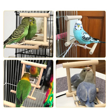 Κούνια 1 τεμ. για παπαγάλους κοκτέιλ Σαρβασης Ξύλινα αξεσουάρ κλουβιού πουλιών Διακόσμηση σπιτιού παπαγάλος νύφη παιχνίδι για κατοικίδια με προμήθειες για πουλί καθρέφτη
