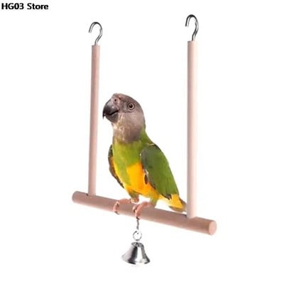 1PC Cușcă de păsări din lemn Cușcă de biban agățată păsări din lemn de biban Jucării de papagal Suport suport pentru leagăn din lemn natural pentru animale de companie