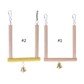 Paukščių ešerių papūgos medinio stovo laikiklis paukščių šlifavimo sūpynės pakabinamas narvelis varpelio žaislas D7YB