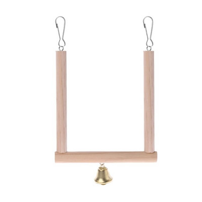 Paukščių ešerių papūgos medinio stovo laikiklis paukščių šlifavimo sūpynės pakabinamas narvelis varpelio žaislas D7YB