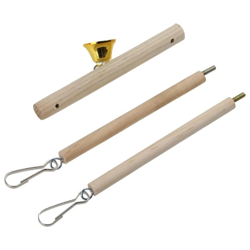 Paukščių ešerių papūgos medinio stovo laikiklis paukščių šlifavimo sūpynės pakabinamas narvelis varpelio žaislas D7YB