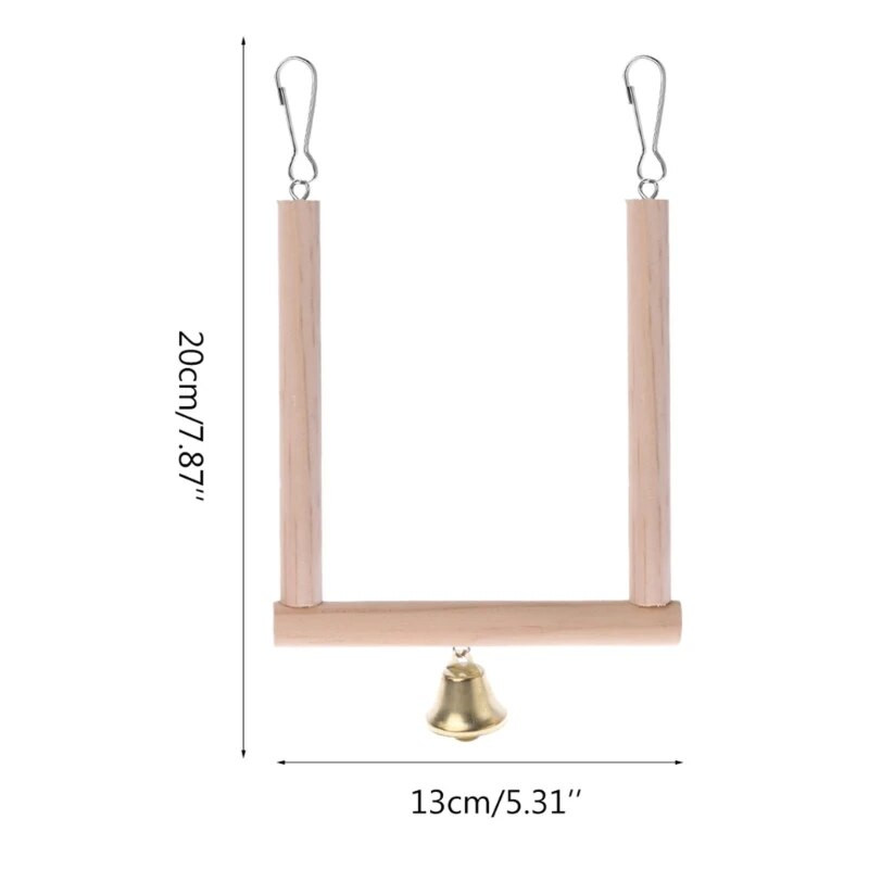 Paukščių ešerių papūgos medinio stovo laikiklis paukščių šlifavimo sūpynės pakabinamas narvelis varpelio žaislas D7YB