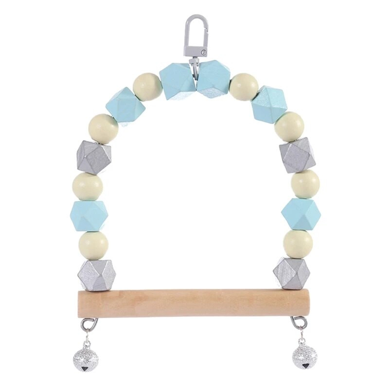 Linnukiigu mänguasi, puidust rippuv ahven konksuga metallkelladega väikelindudele