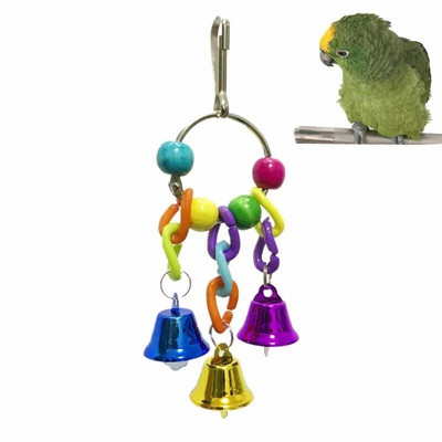 Πολύχρωμες χάντρες Κουδούνια παπαγάλοι παιχνίδια Αξεσουάρ πουλιών για παιχνίδια για κατοικίδια Στάση κούνιας Budgie Parakeet Κλουβί Pet Bird Parrot Chew Swing Toys