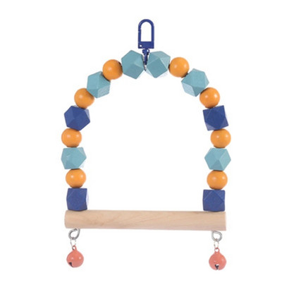 Puidust papagoi kiigumänguasi linnupuuritarvikud Ripppapagoi ahven värviliste helmestega kellukestega