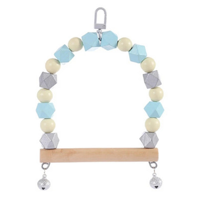 Puidust papagoi kiigumänguasi linnupuuritarvikud Ripppapagoi ahven värviliste helmestega kellukestega