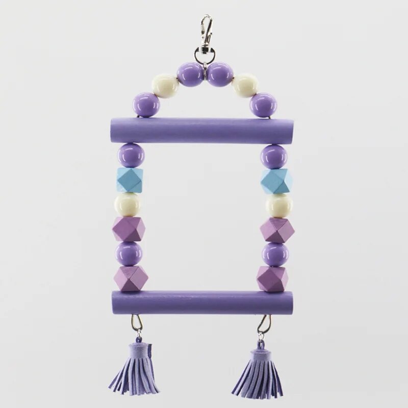 2024 Prirodne drvene papige Ljuljačka Igračka Papagaj Ptice Šarene perle Oprema za ptice Zvona Igračke Smuđ Viseće ljuljačke Kavez za kućne ljubimce