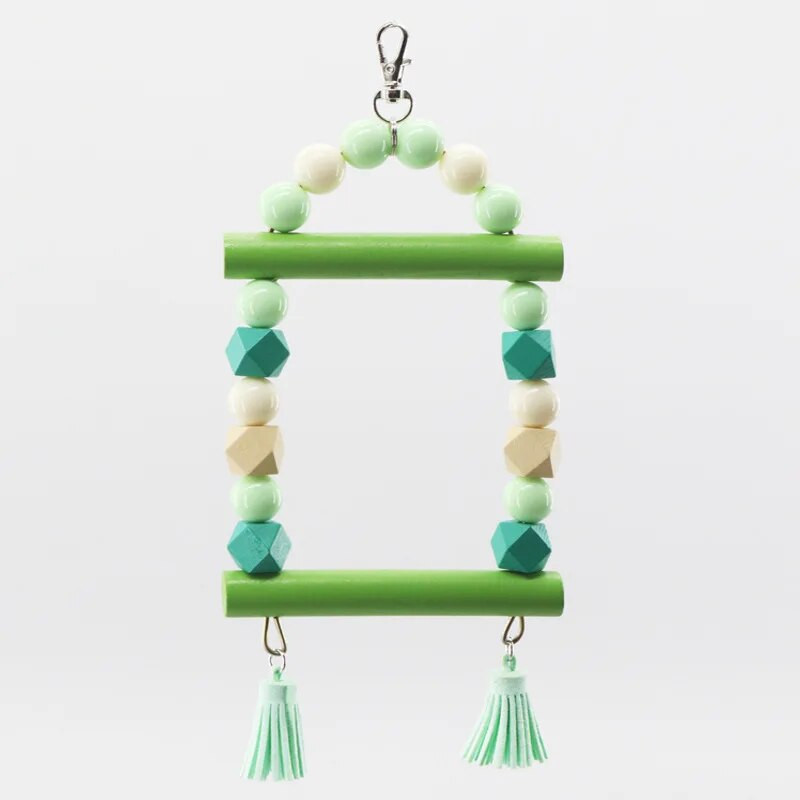 2024 Prirodne drvene papige Ljuljačka Igračka Papagaj Ptice Šarene perle Oprema za ptice Zvona Igračke Smuđ Viseće ljuljačke Kavez za kućne ljubimce