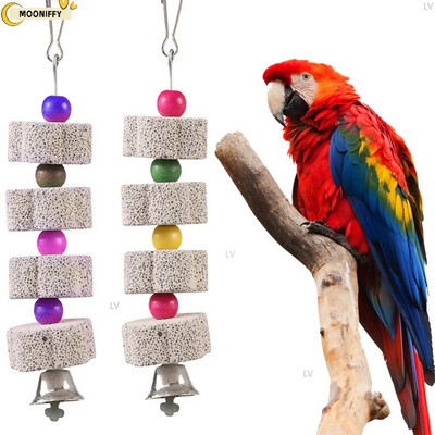 Akmens minerāls dekoratīviem papagaiļiem mājdzīvnieku piederumi putnu būrīša rotaļlieta slīpējama akmens zieda forma, košļājamā koduma pakarināmā stila papagailes rotaļlieta