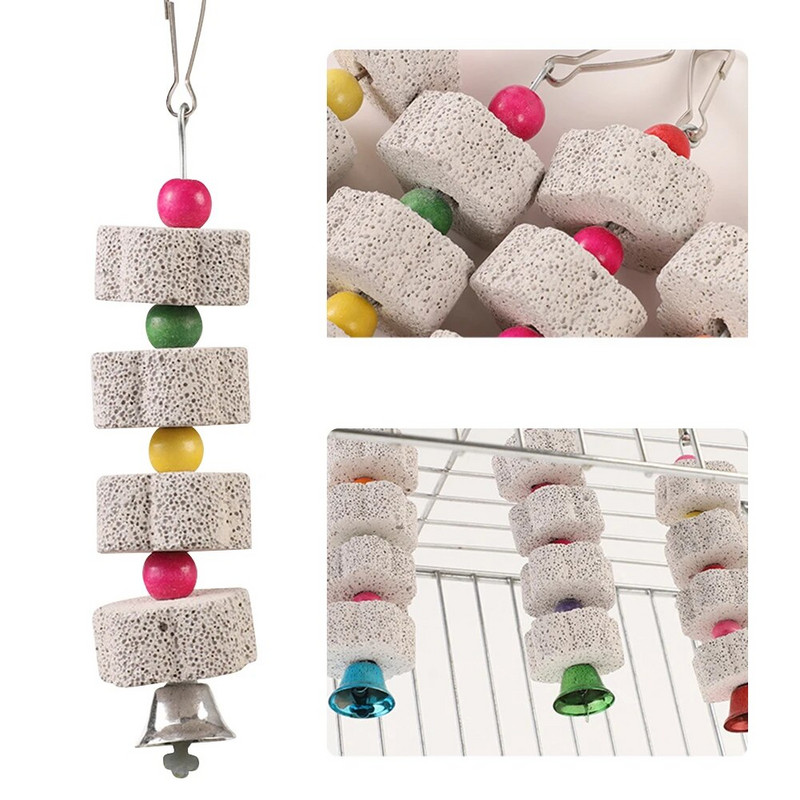 Akmens mineralas papuošalams Papūgos naminių gyvūnėlių reikmenys Paukščių narvelio žaislas Šlifavimo akmuo, gėlės formos kramtomas įkandimas, pakabinamas papūgos žaislas