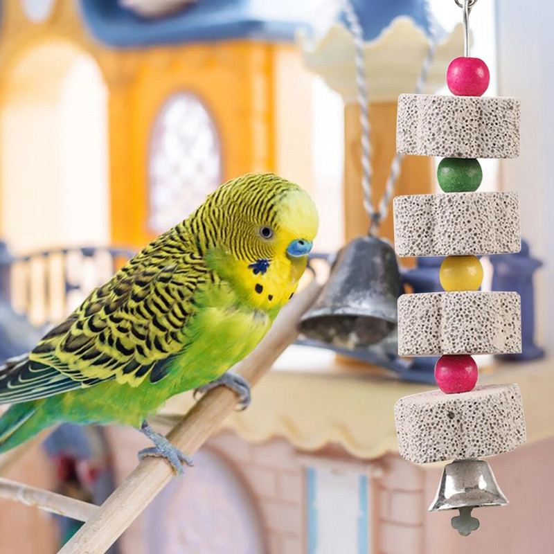 Akmens mineralas papuošalams Papūgos naminių gyvūnėlių reikmenys Paukščių narvelio žaislas Šlifavimo akmuo, gėlės formos kramtomas įkandimas, pakabinamas papūgos žaislas