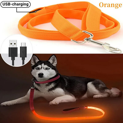 Led Pet Dog pavadėlio virvė su šviesiai šviečiančiu švino pavadėliu, USB įkrovimu, skirtas šunų saugai, mirksinčios švytinčios antkaklio petnešos priedai