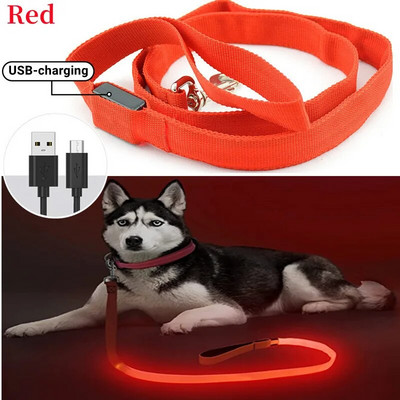 Led Pet Dog pavadėlio virvė su šviesiai šviečiančiu švino pavadėliu, USB įkrovimu, skirtas šunų saugai, mirksinčios švytinčios antkaklio petnešos priedai