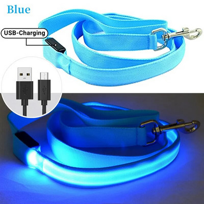 Led Pet Dog pavadėlio virvė su šviesiai šviečiančiu švino pavadėliu, USB įkrovimu, skirtas šunų saugai, mirksinčios švytinčios antkaklio petnešos priedai