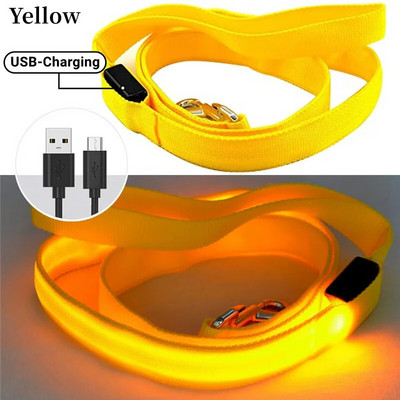 Led Pet Dog pavadėlio virvė su šviesiai šviečiančiu švino pavadėliu, USB įkrovimu, skirtas šunų saugai, mirksinčios švytinčios antkaklio petnešos priedai