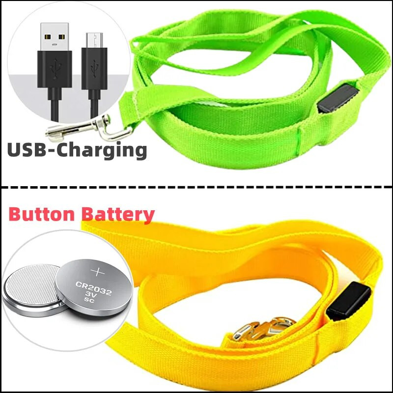 Frânghie de lesă pentru câini de companie cu LED, cu lesă luminoasă de plumb, încărcare USB pentru siguranța câinilor, accesorii pentru ham pentru guler intermitent.