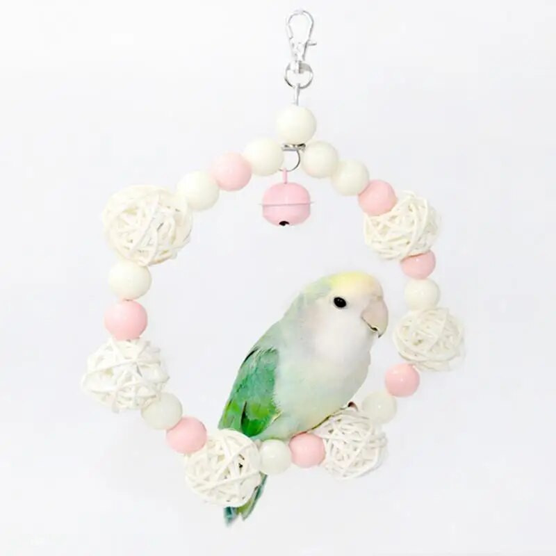 Paukščių sūpynės sūpynės kabantys stovimas kramtomasis žaislas Paukščių narvelio priedai mažiems paukščiams narvuose Kabantys žaislai su karoliukais ir sepak