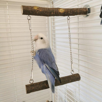 Parrot Stand Swing Toys with Wood Perch Устойчив на ухапване пъзел Fitness Bird Perch Stand Stick Trapeze for Lovebird Cockatiel