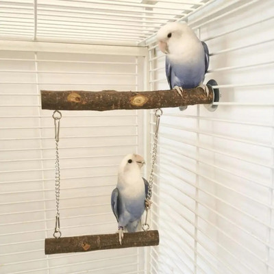 Parrot Stand Swing Toys with Wood Perch Устойчив на ухапване пъзел Fitness Bird Perch Stand Stick Trapeze for Lovebird Cockatiel