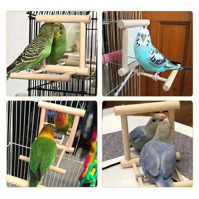 Parrot Bird Wooden Swing Perch Stand Pet Toy Vising Platform Rack Playstand Budgie Parakeet Perches Board for Birds Cage