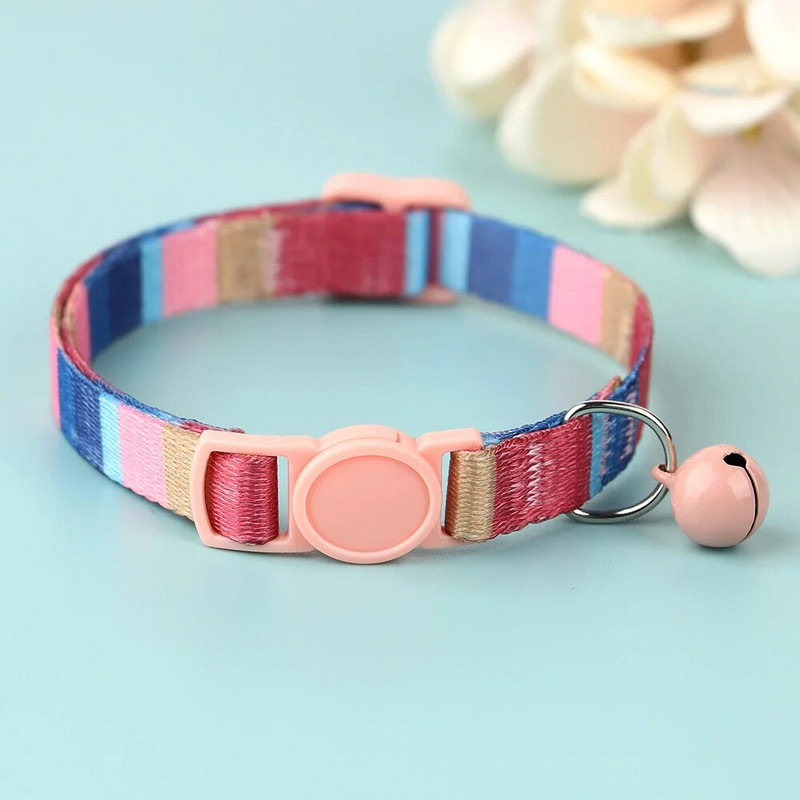 Nailono kačių antkaklis Greitai atsegamas kačių antkaklis Saugūs kačiuko šuniuko antkakliai karoliai su varpeliu reguliuojami katės priedai 