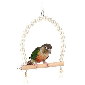 Parrots Bridge Hammock Swing Bridge Swing Standing Training Supplies Bridge Wood Hammock with Pearls Beads Toy