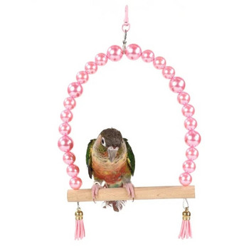 Parrots Bridge Hammock Swing Bridge Swing Standing Training Supplies Bridge Wood Hammock with Pearls Beads Toy