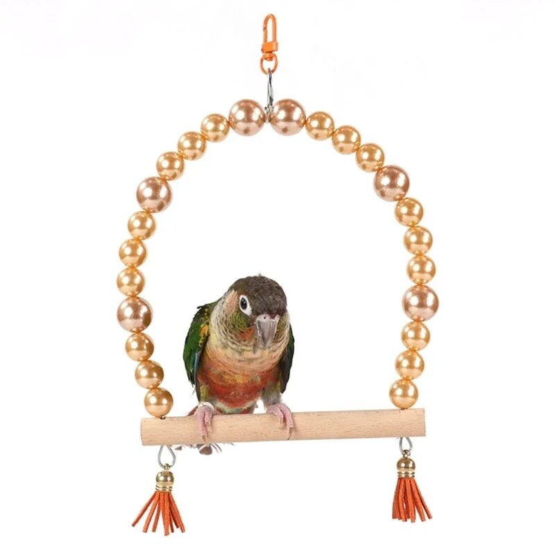 Papagoi silla võrkkiik Kiik Silla kiik, seisev treeningvarustus Silla puidust võrkkiik pärlitega, helmestega mänguasi