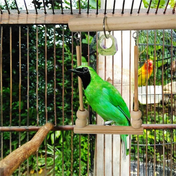 Παιχνίδι κούνιας πουλιών Ξύλινη βάση παπαγάλου με πέρκα με μασώμενες χάντρες Κλουβί βάση ύπνου Παιχνίδια παιχνιδιού για Budgie Birds