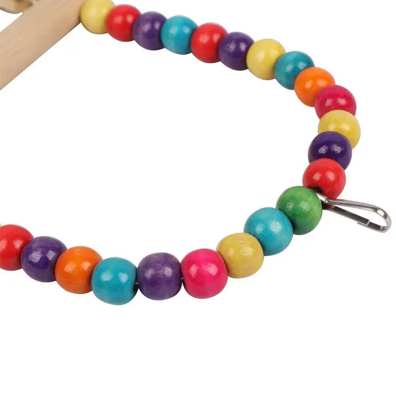 1vnt patvarus medinis papūgos stovas sūpynės žaislas paukščiai spalvingi karoliukai paukščių reikmenys varpeliai žaislai ešeriai kabantys sūpynės narvas naminiams gyvūnėliams